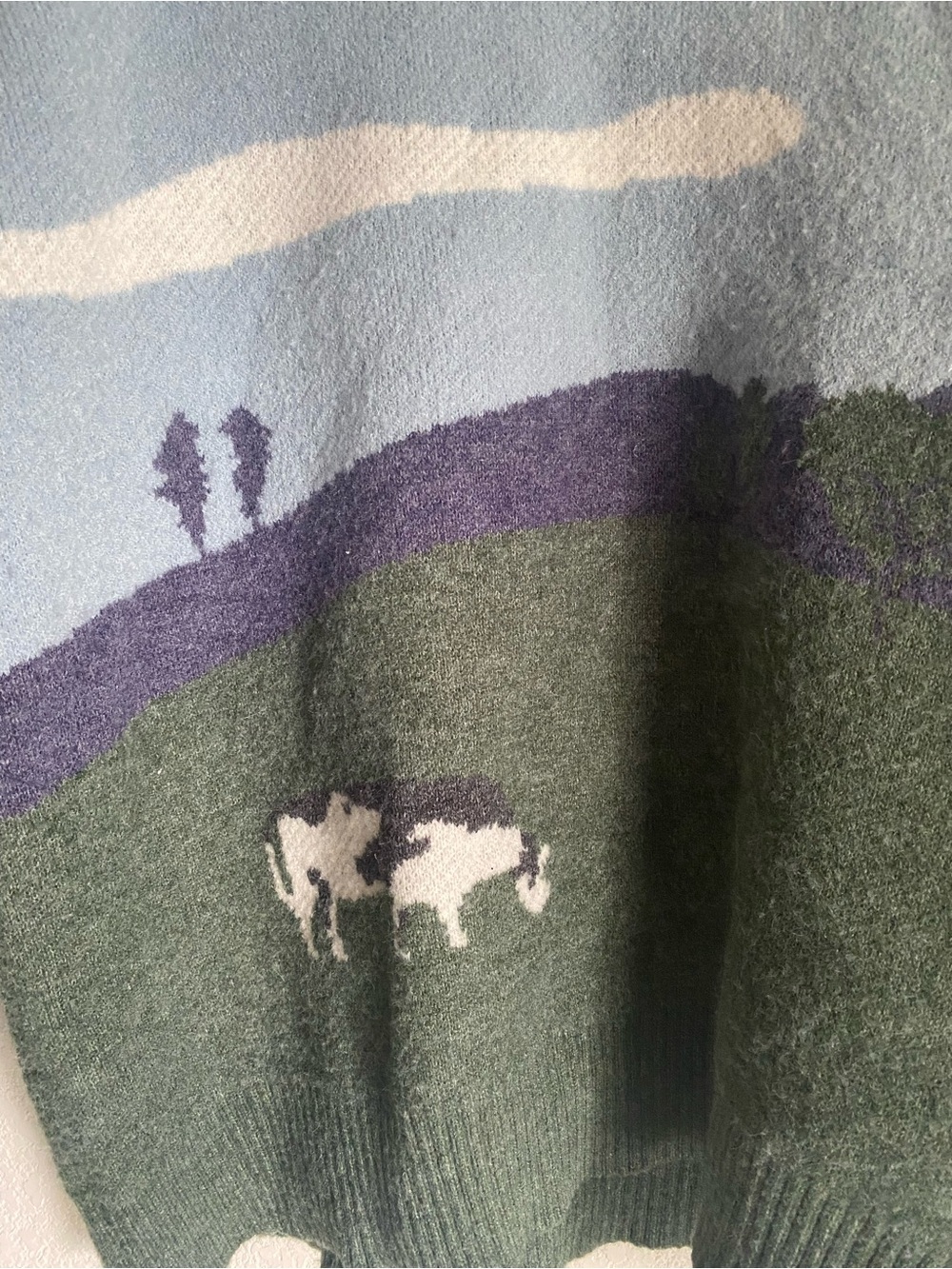 Scenic Prairie Cow Pattern Knit Sweater Size Large - Picture 3 of 6